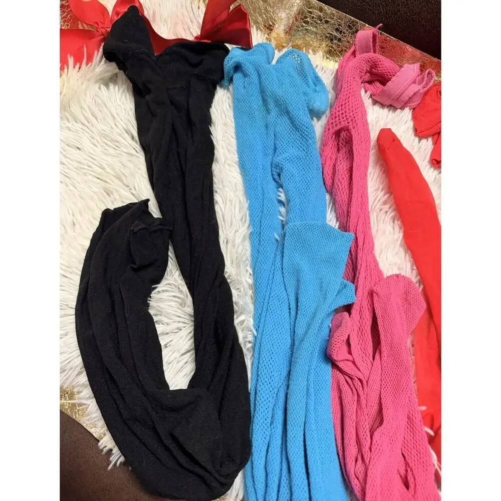 LOT PANTYHOSE 5 Pair Pink Bling Nude Flesh Blue Black Hosiery Craft Wear DANCERS